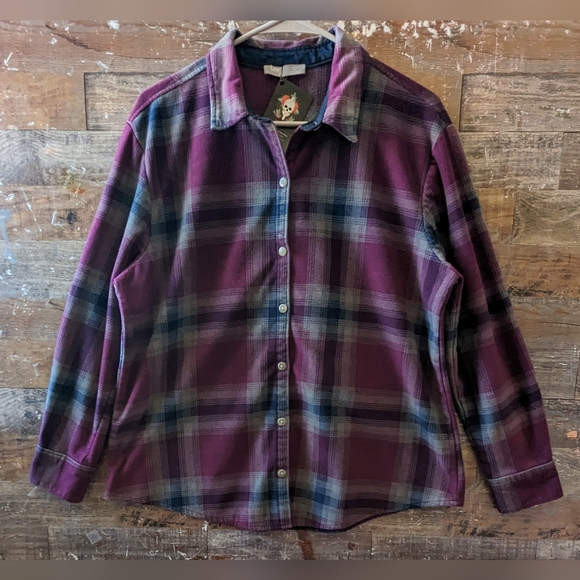 Upcycled Wild Soul W Painted Aztec Plaid Fleece like Shacket - Picture 8 of 14